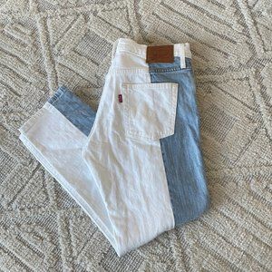 LEVIS | 501 Tapered Two-tone Denim Jeans Button Fly | Size 28x26